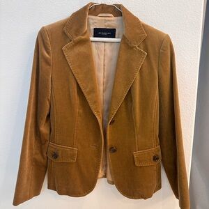 Burberry Tan Suede Blazer with Notched Lapels